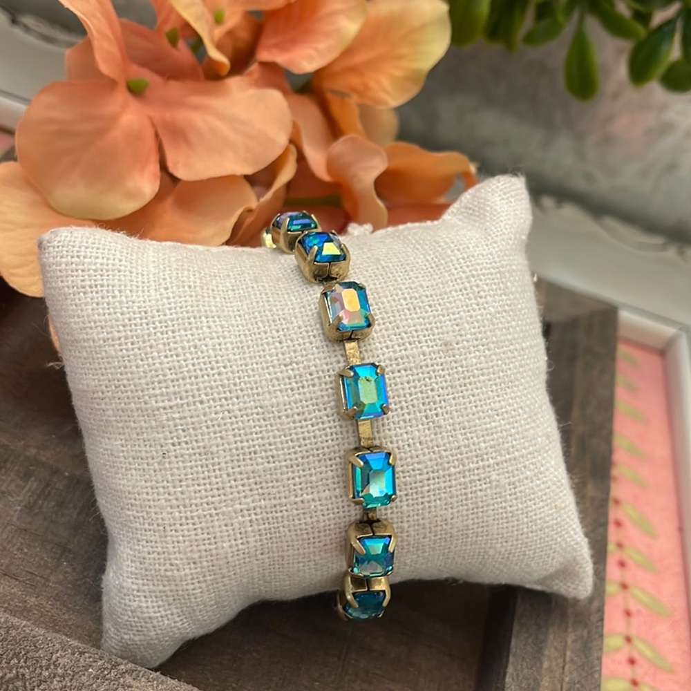JBloom Iridescent Teal Rhinestone Bracelet